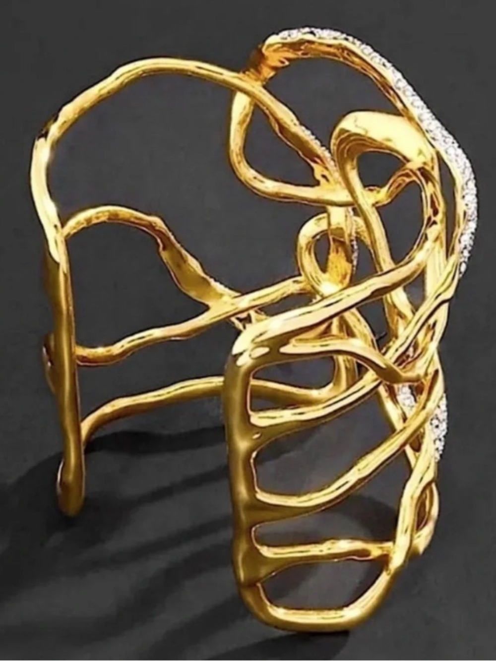 Alexis Bittar Solanales Intertwined Cuff Bracelet Gold and Crystal - Picture 4 of 5